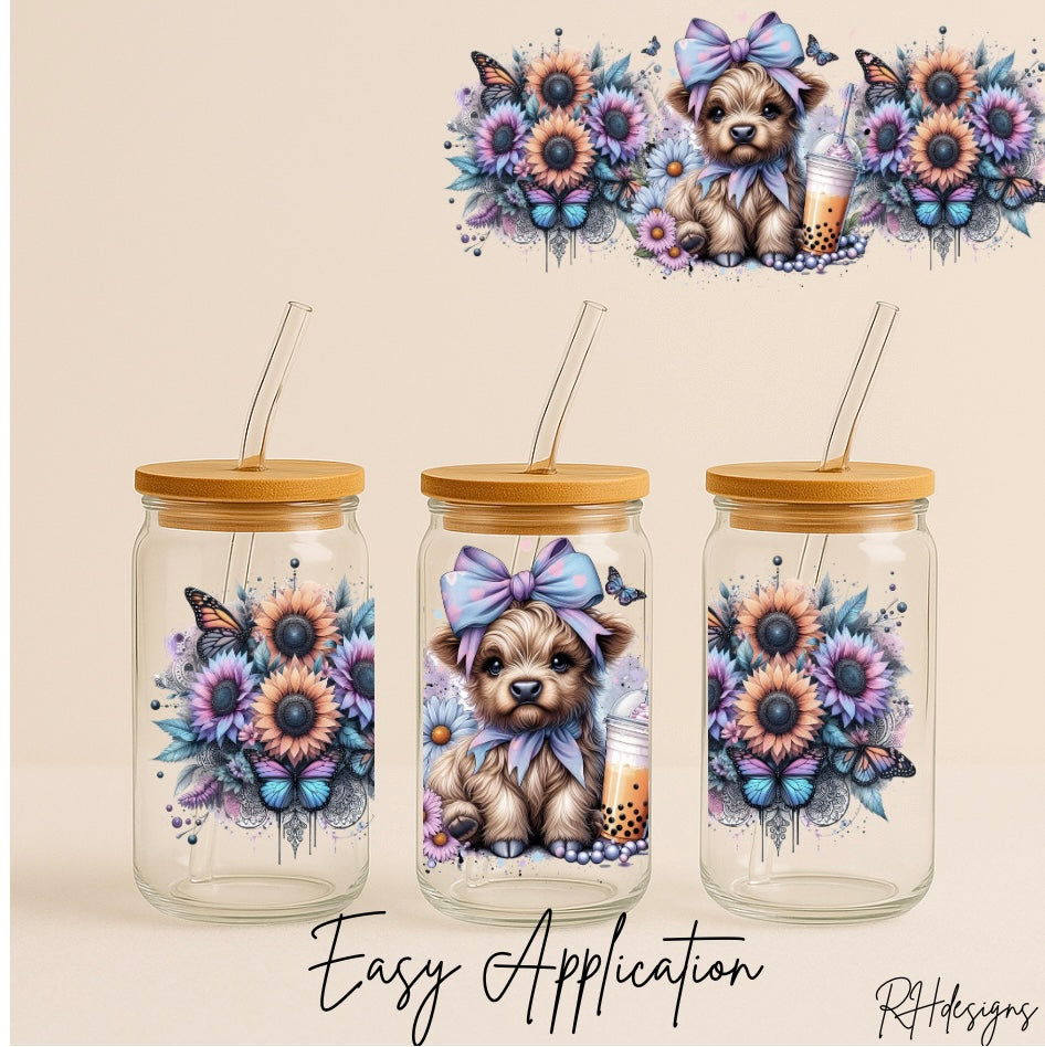 Flowery Highland Cow - 16oz