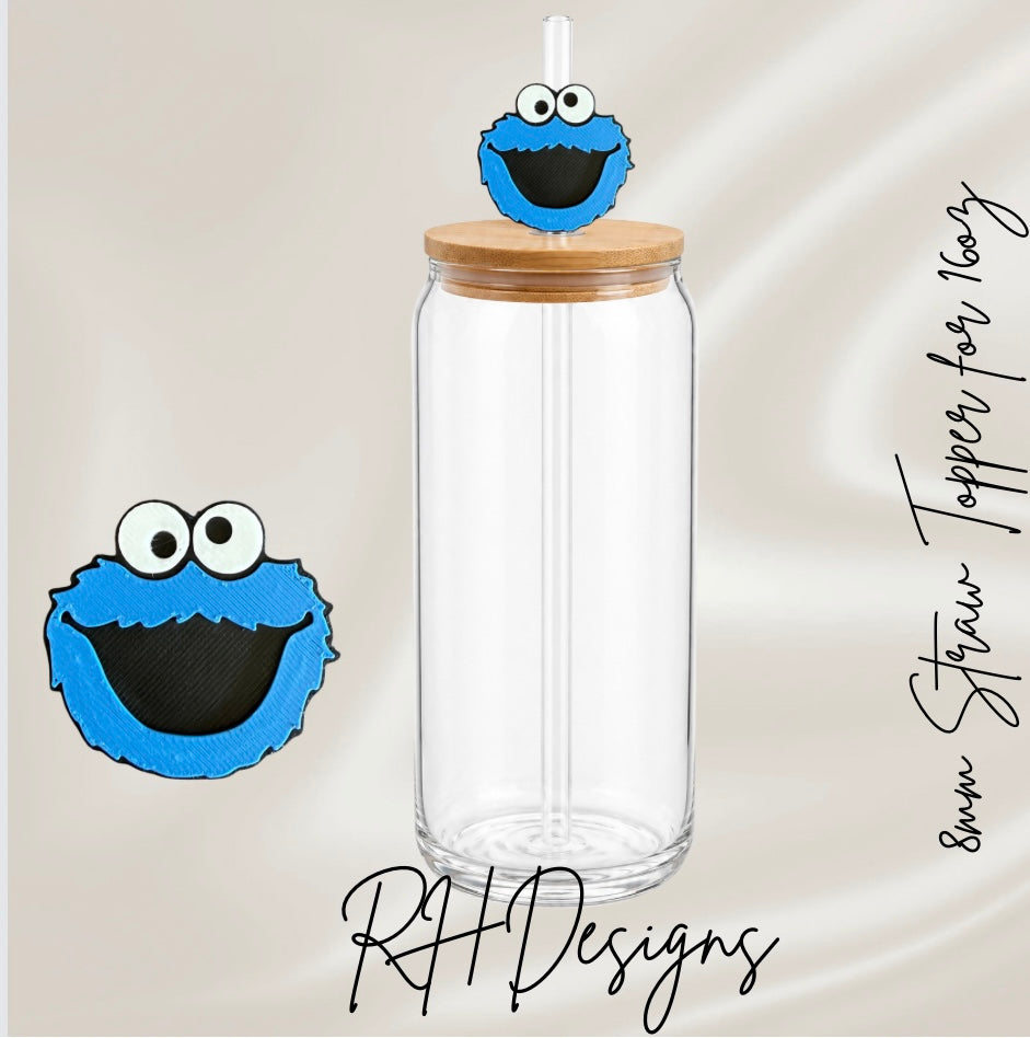 Cookie Monster - Straw Topper - 3D