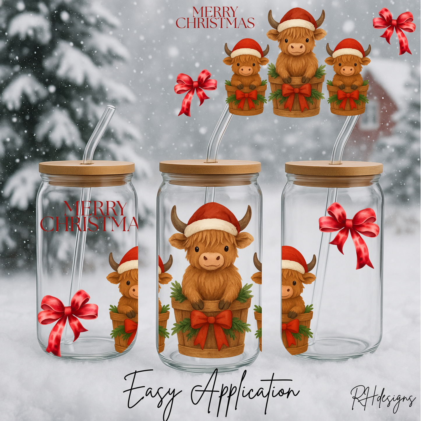 Christmas Highland Cow - 16oz
