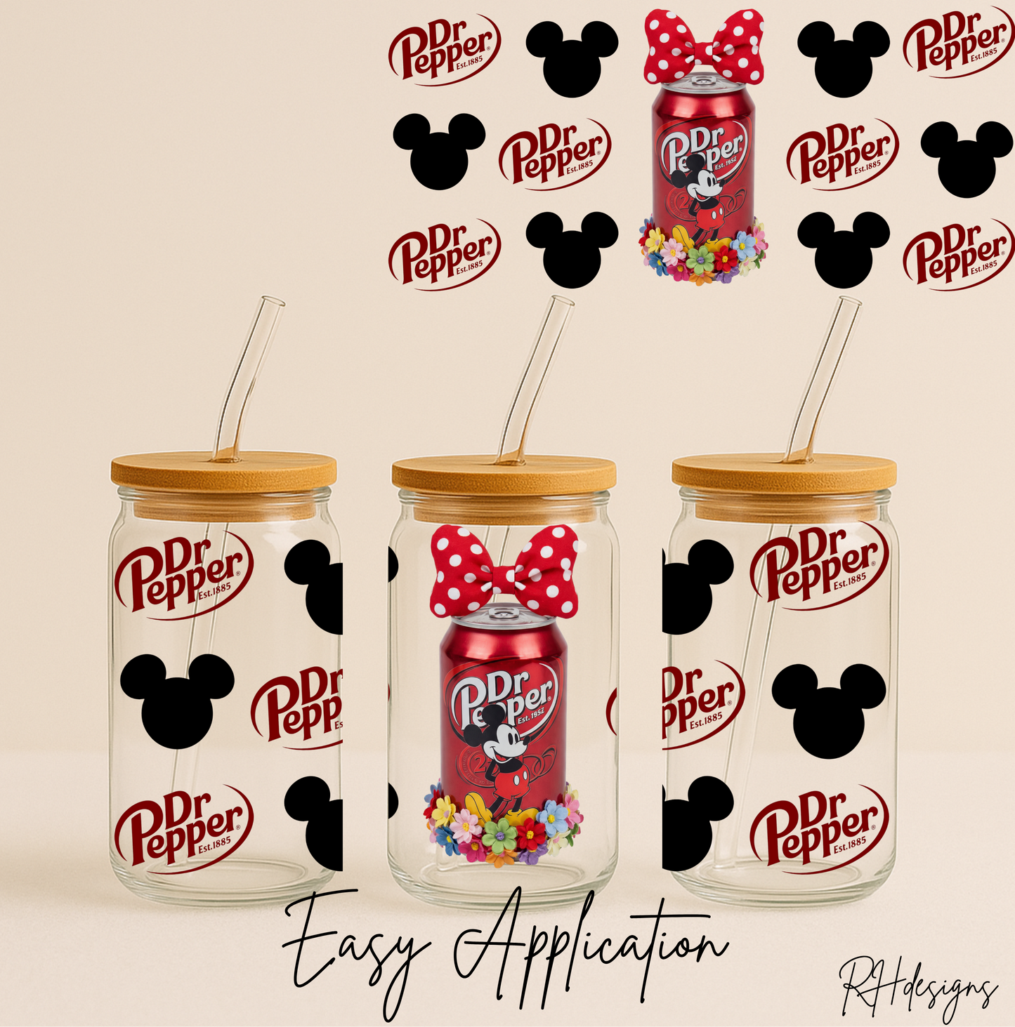 Dr Red & White Bow - 16oz
