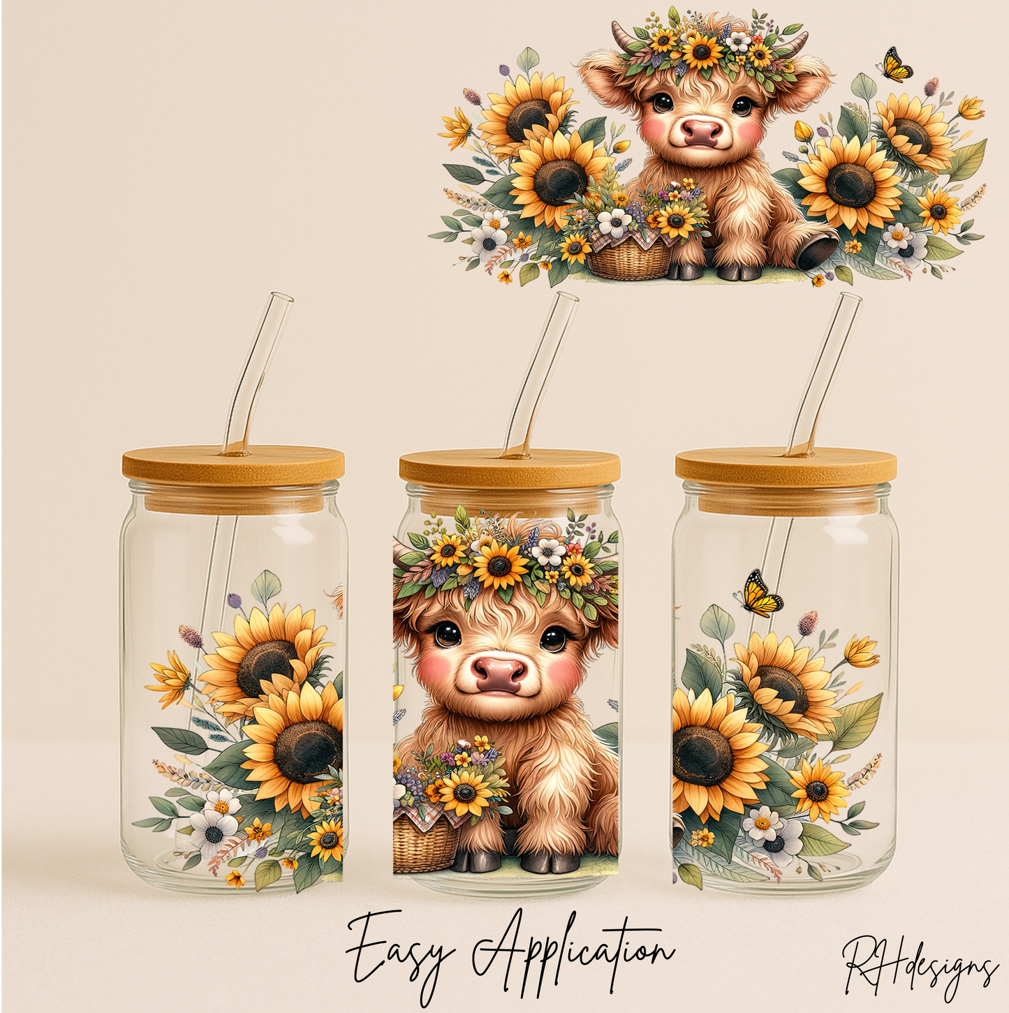 Sunflower Highland Cow - 16oz