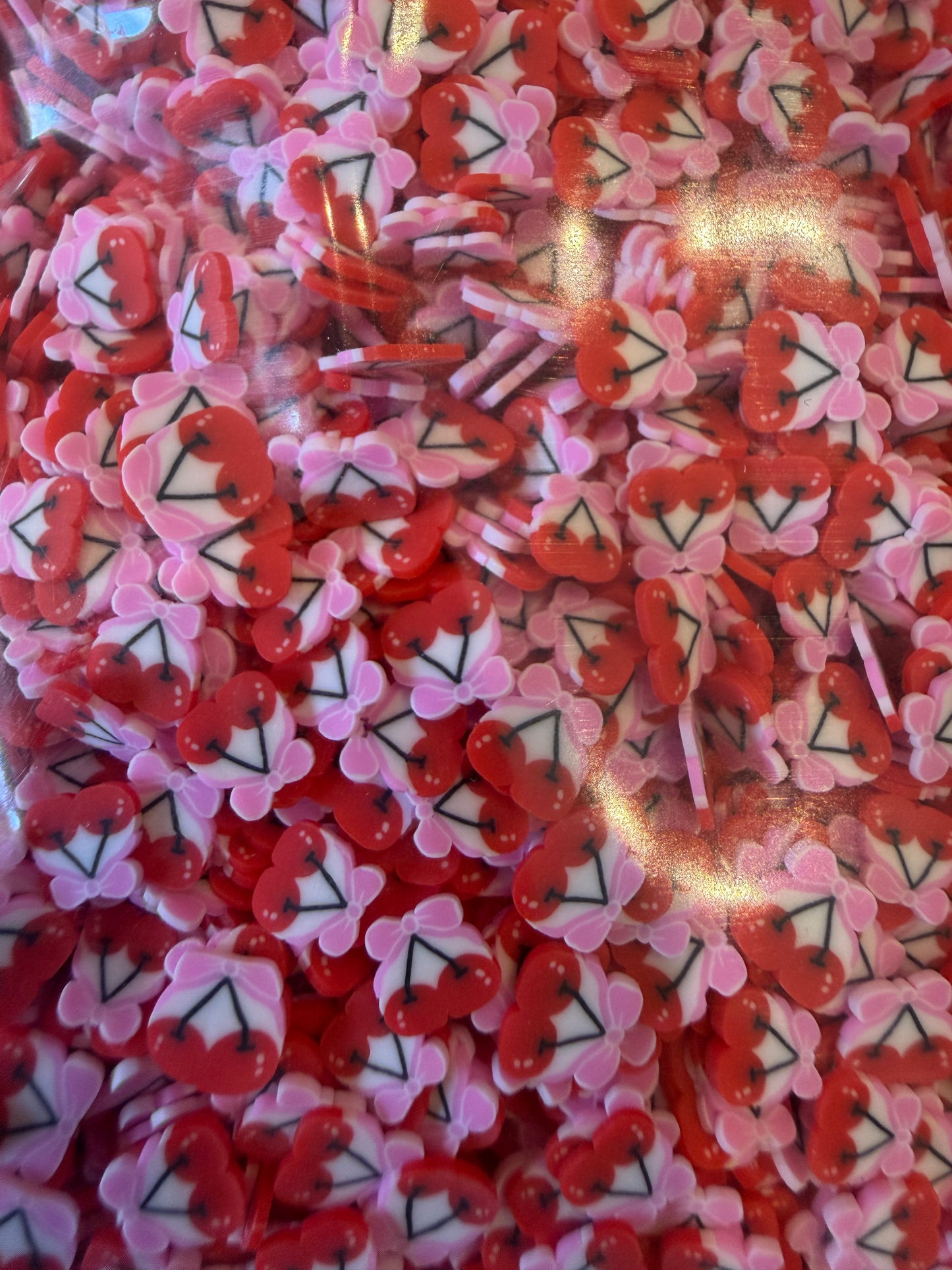 Red Pink Cherries Clay Pieces - 50g