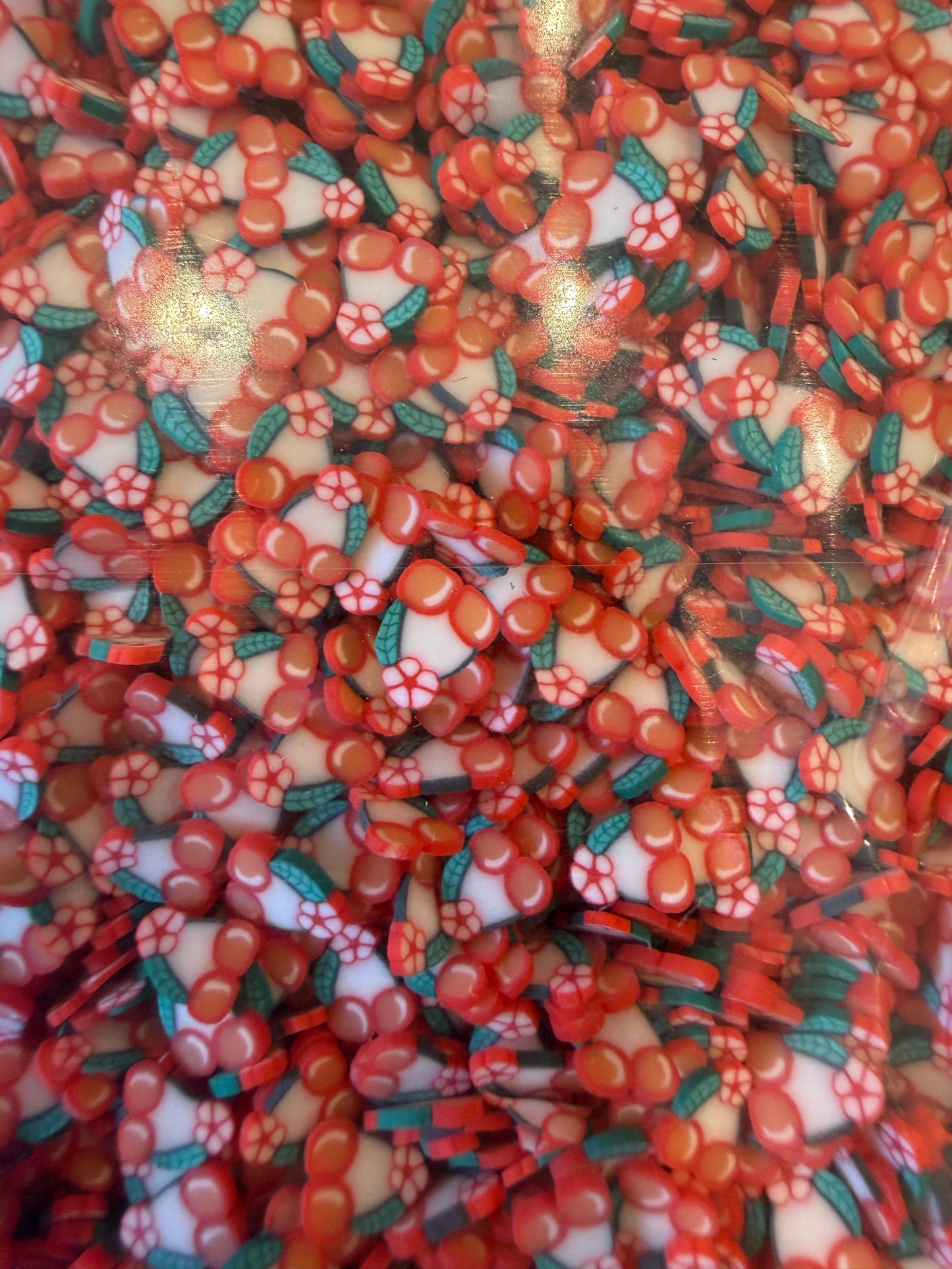 Red Flower Cherry Clay Pieces - 50g