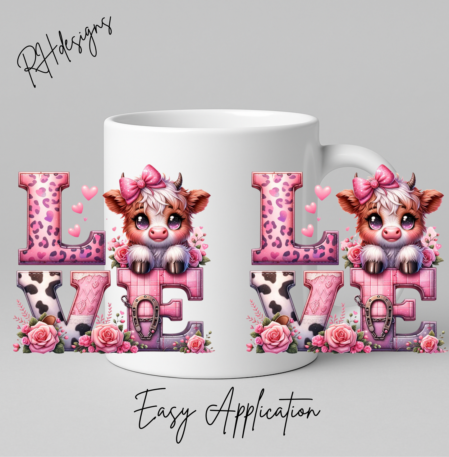 Pink Love Highland Cow - 11oz