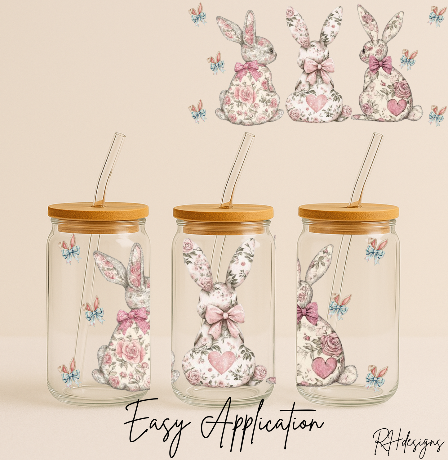 Pink 3 Easter Bunnies - 16oz