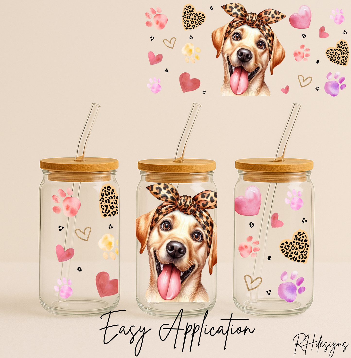 Leopard Print Labrador Valentines - 16oz