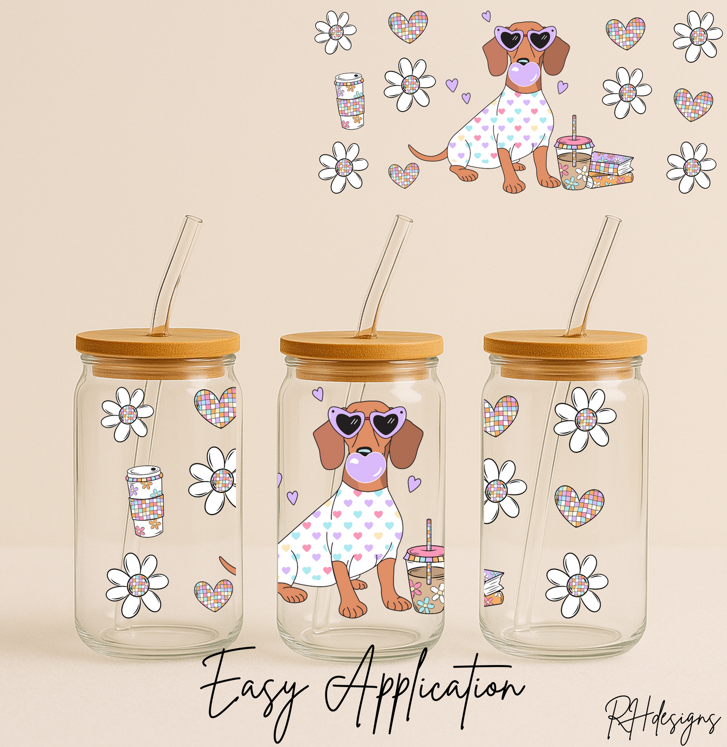 White Sausage Dog Valentine - 16oz
