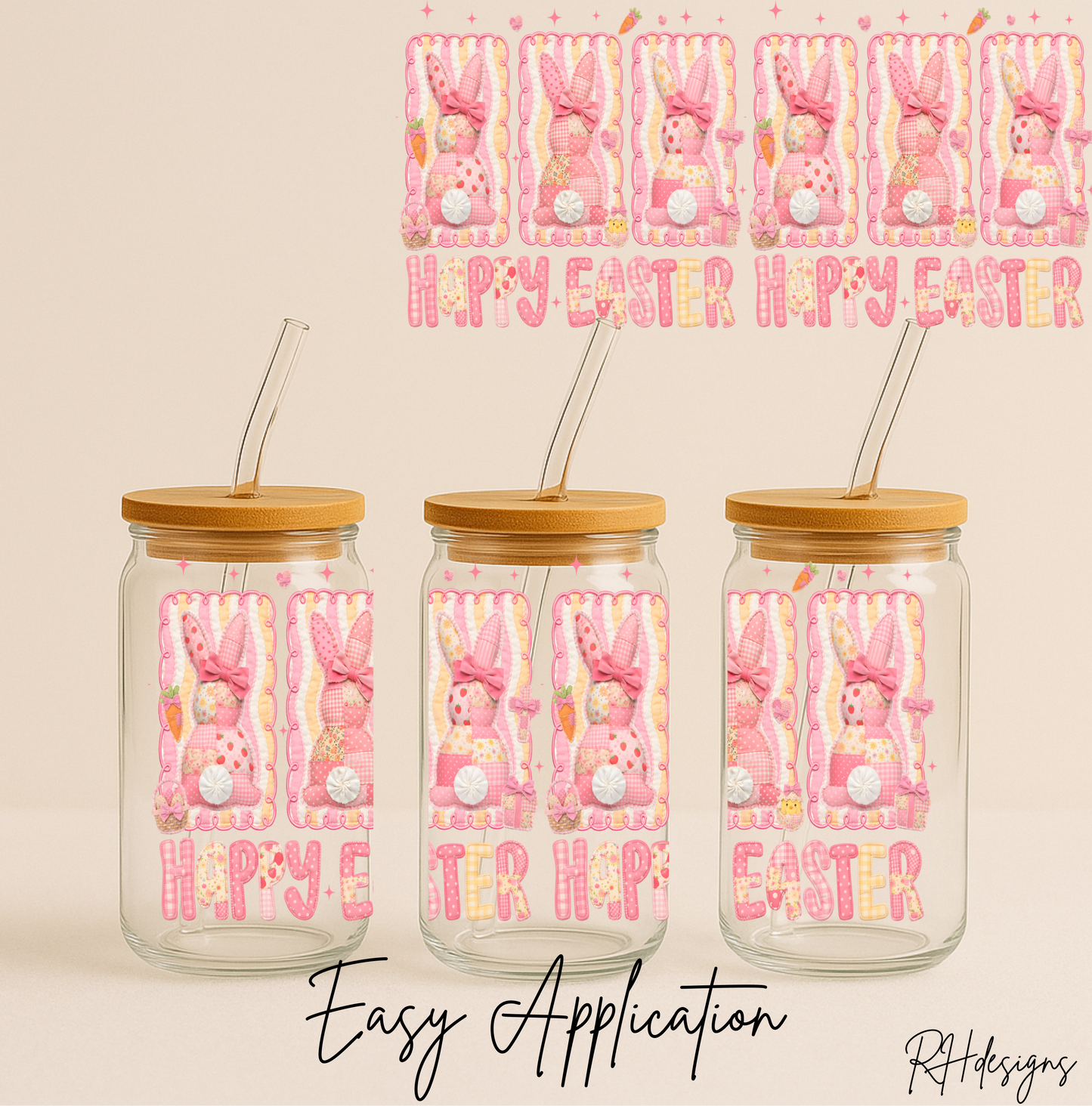 Pink Pastel Easter Bunnies - 16oz