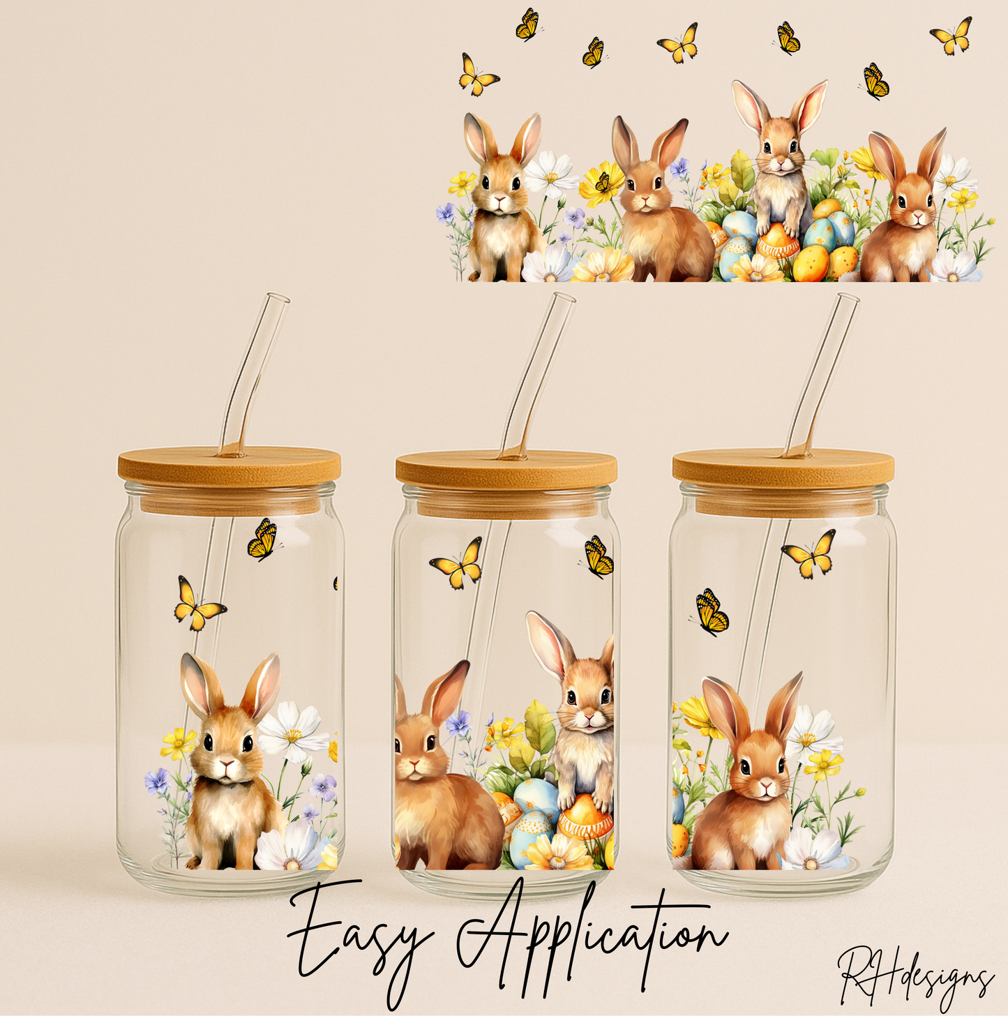 4 Brown Easter Bunnies - 16oz