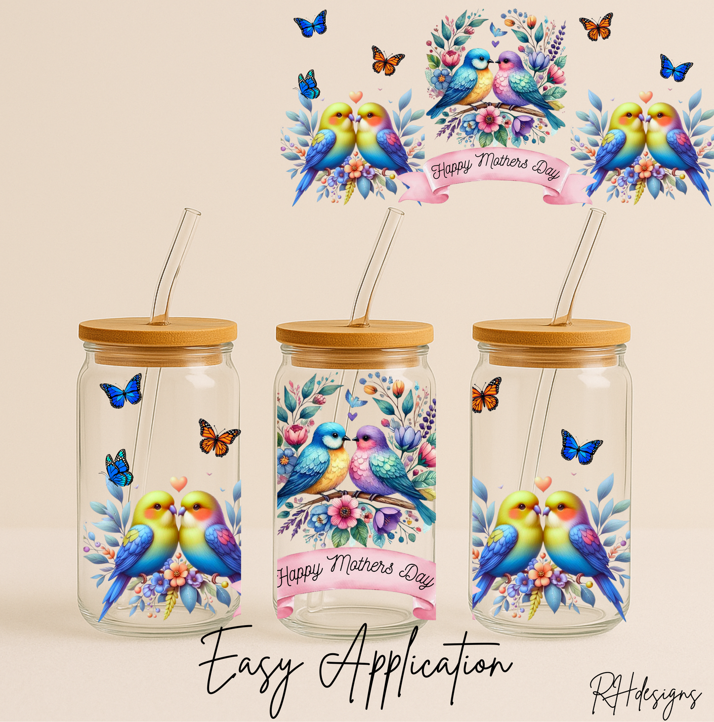 Mothers Day Multicoloured Birds - 16oz