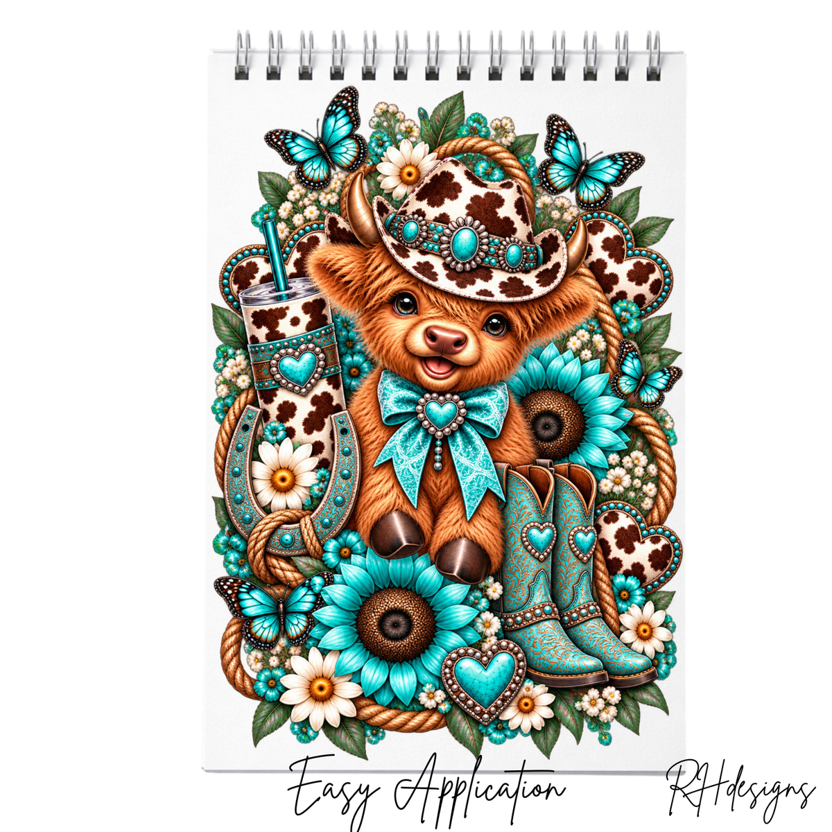 Blue Country Highland Cow - A5