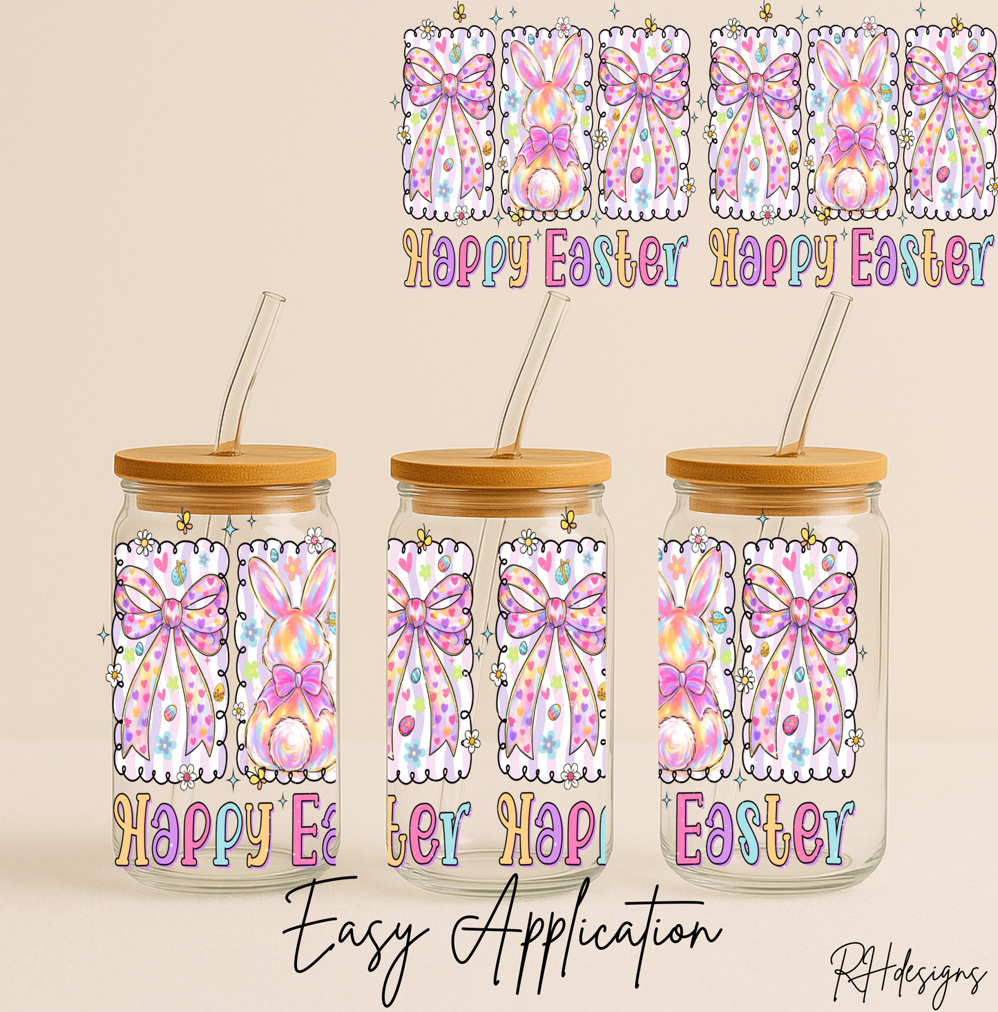 Pastel Bow Easter Bunnies - 16oz