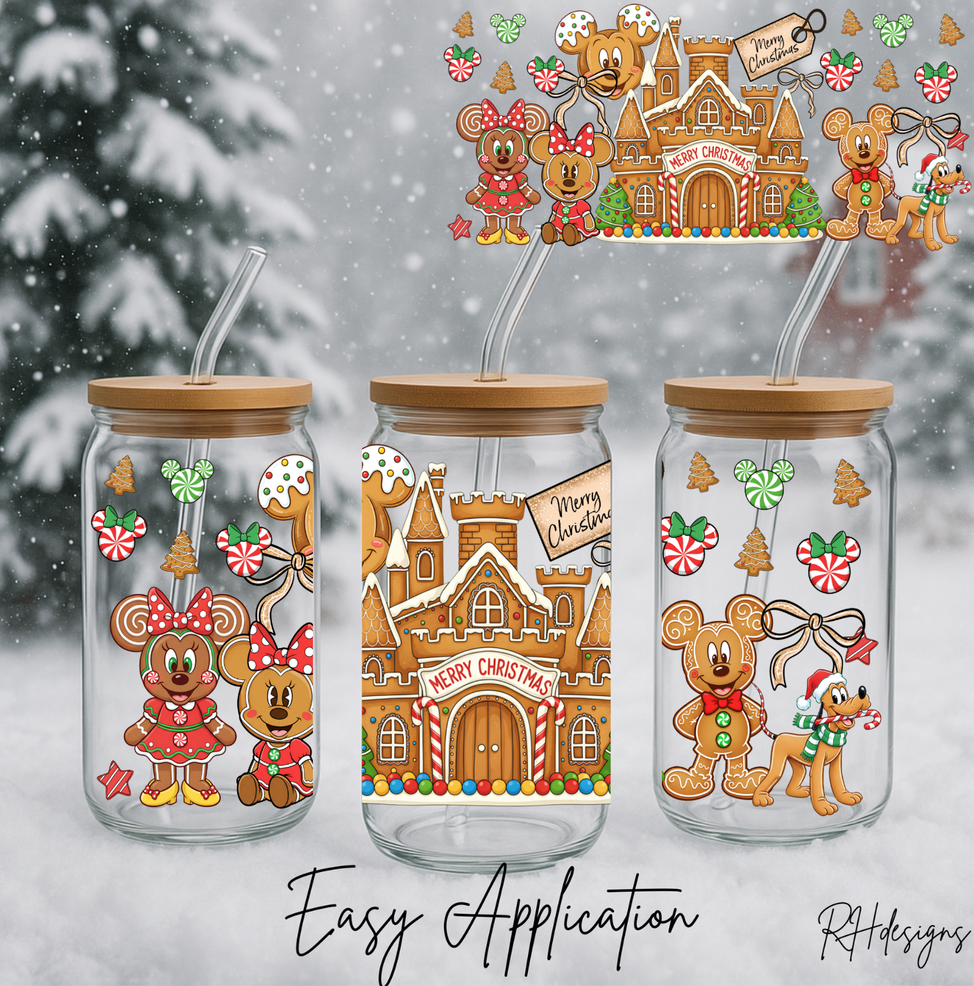 Merry Christmas Gingerbread Castle - 16oz