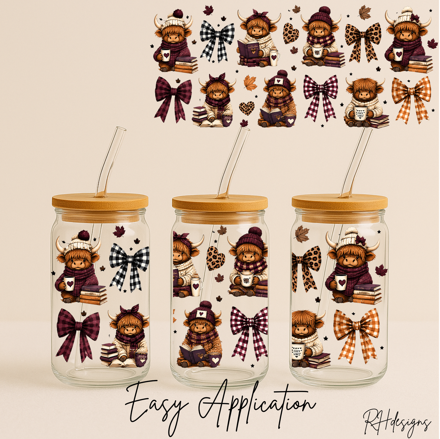 Autumn Highland Cow Bows - 16oz