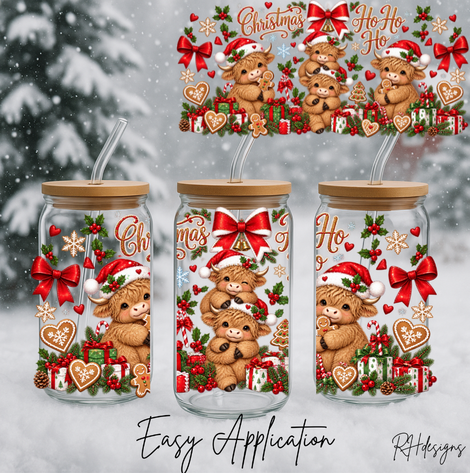 Red Highland Cow Ho Ho Ho - 16oz
