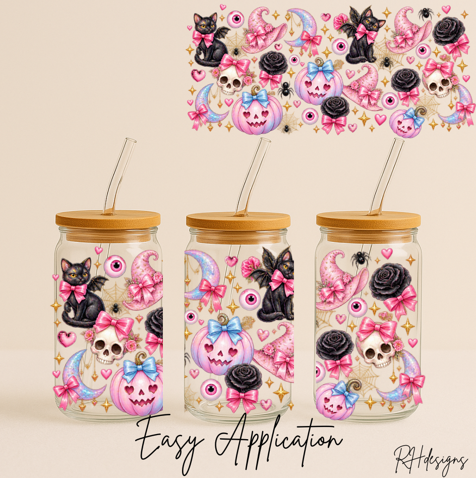Black Cat Pink Pumpkin - 16oz
