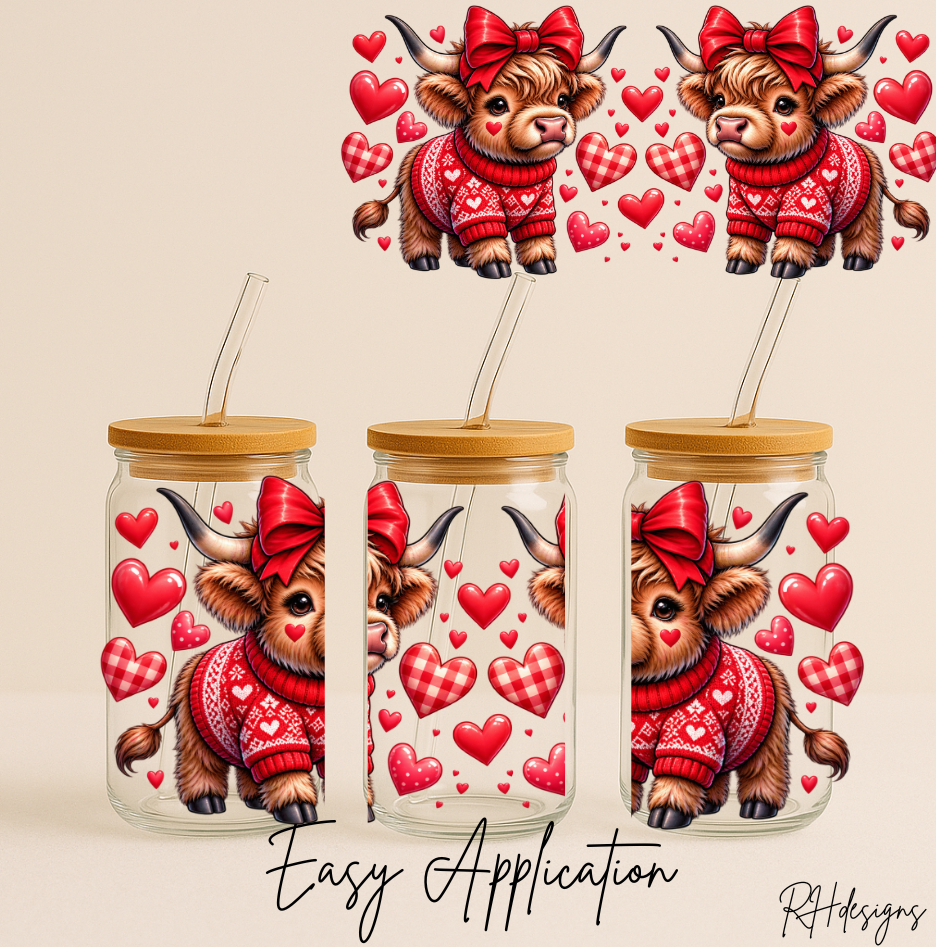Red Loveheart Highland Cow - 16oz