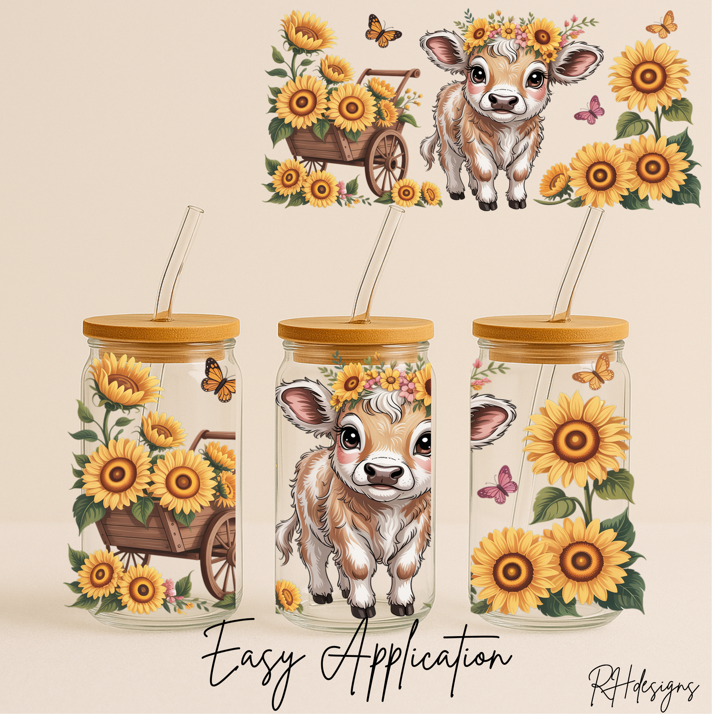 Cute Sunflower Highland Cow - 16oz