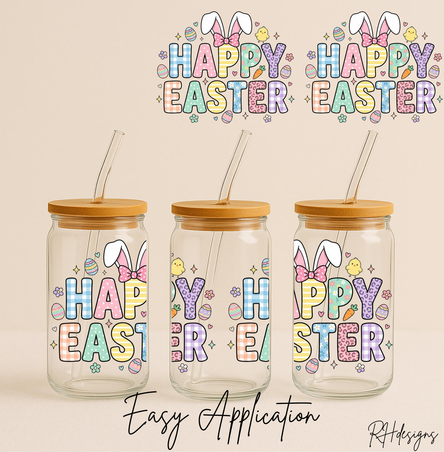 Coloured Happy Easter Writing - 16oz