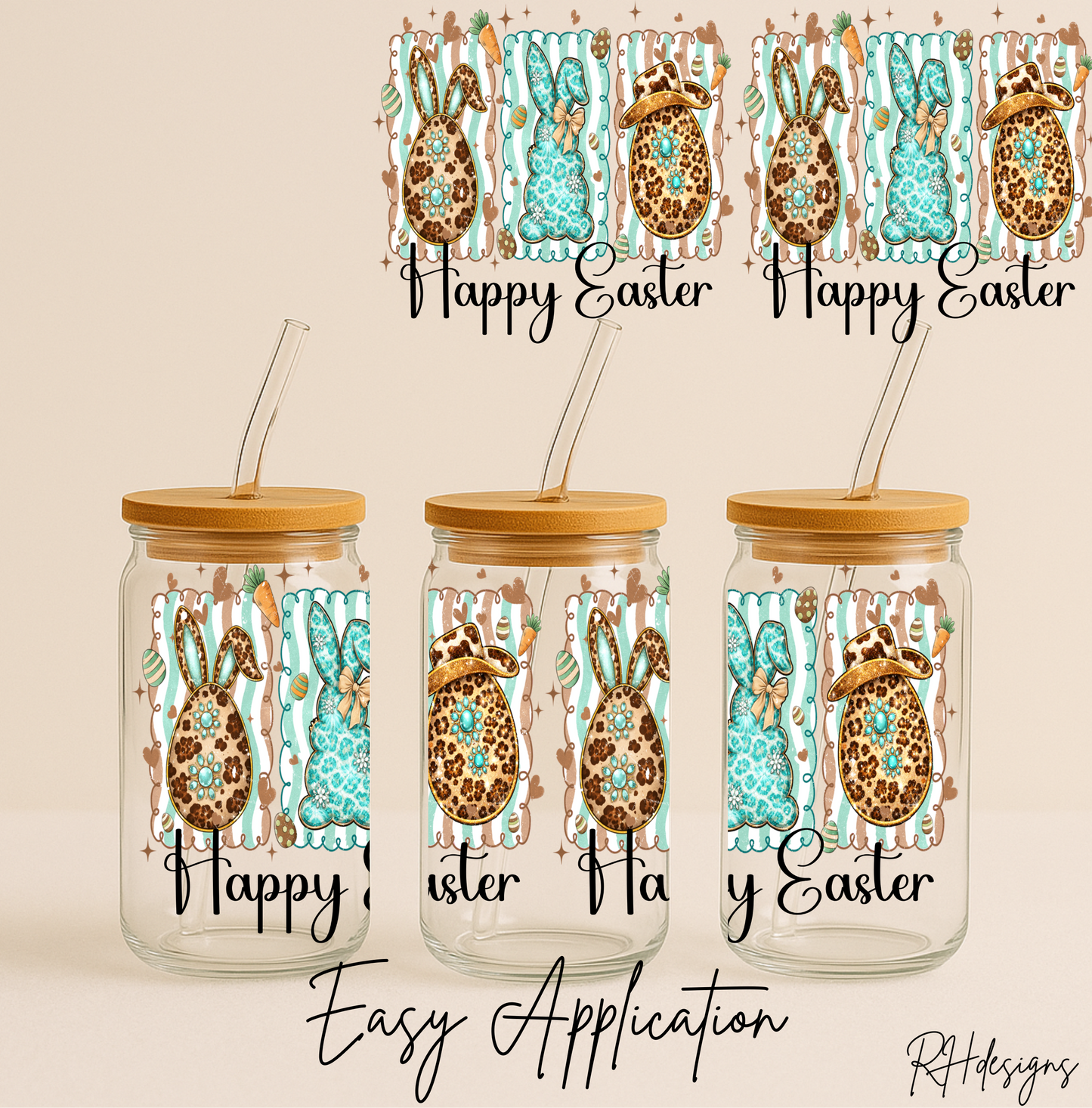 Happy Easter Blue & Leopard Egg - 16oz