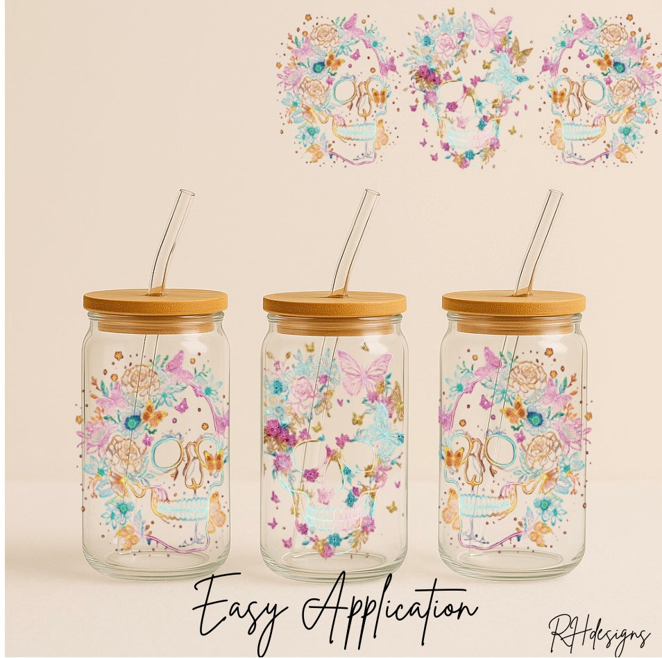 Neon Flower Skulls - 16oz