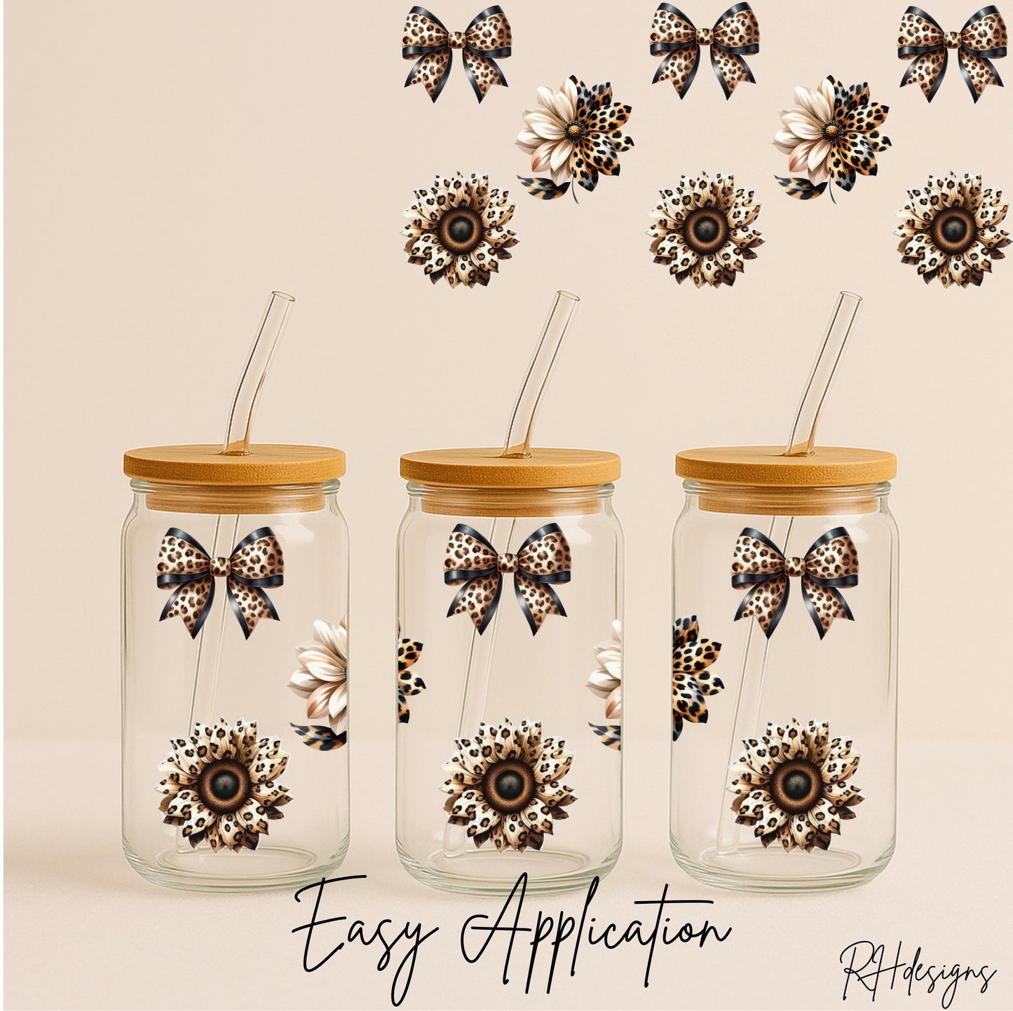 Leopard Flower & Bow - 16oz