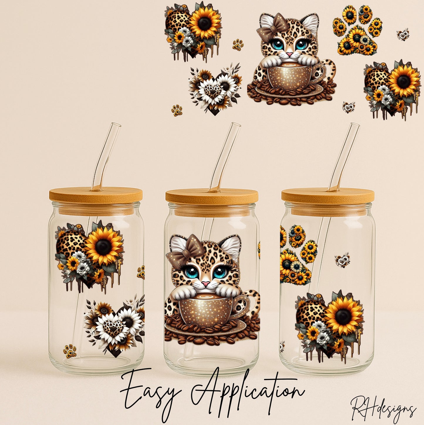 Leopard Sunflower Cat - 16oz