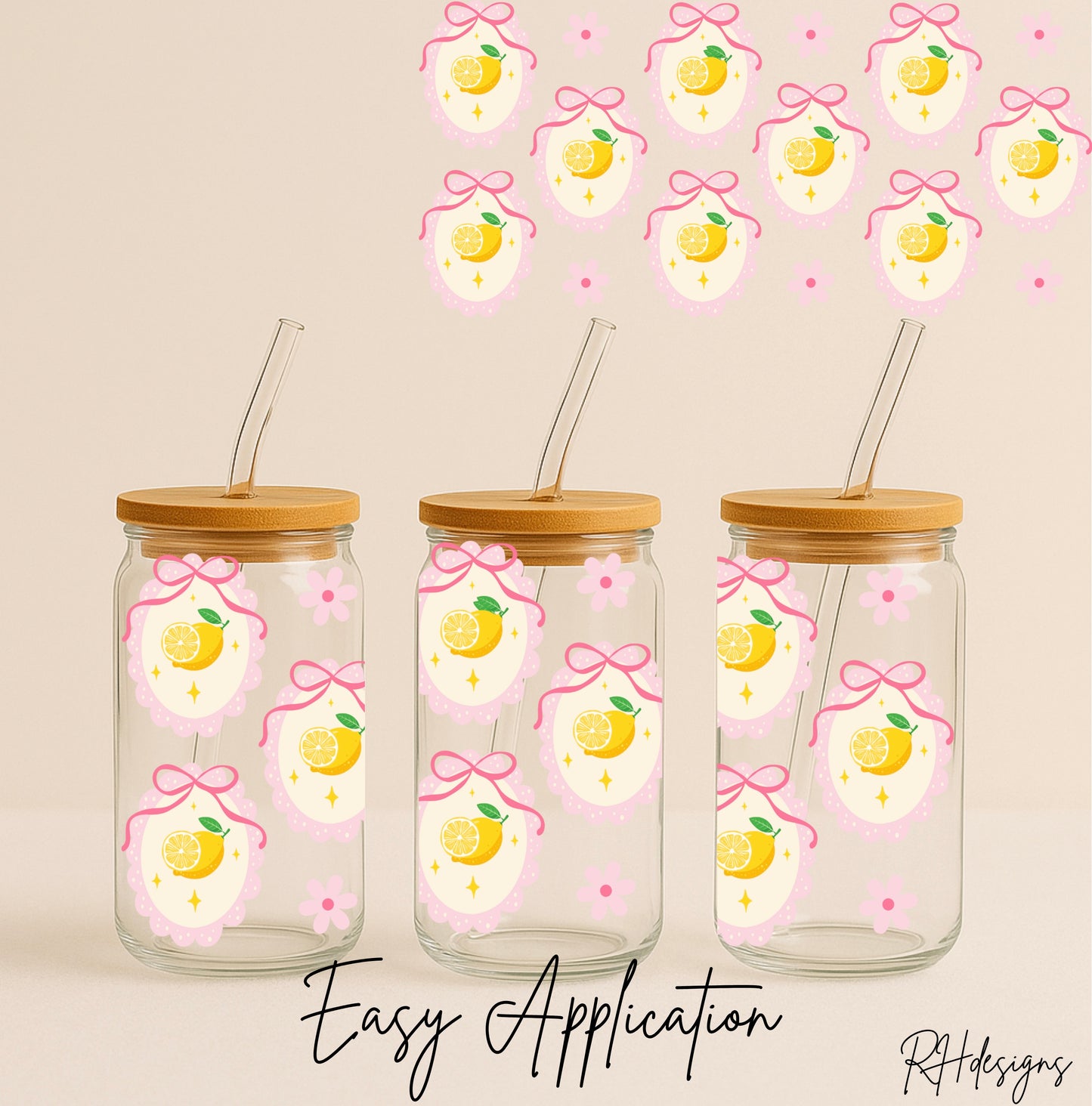 Pink Border Summer Lemons - 16oz