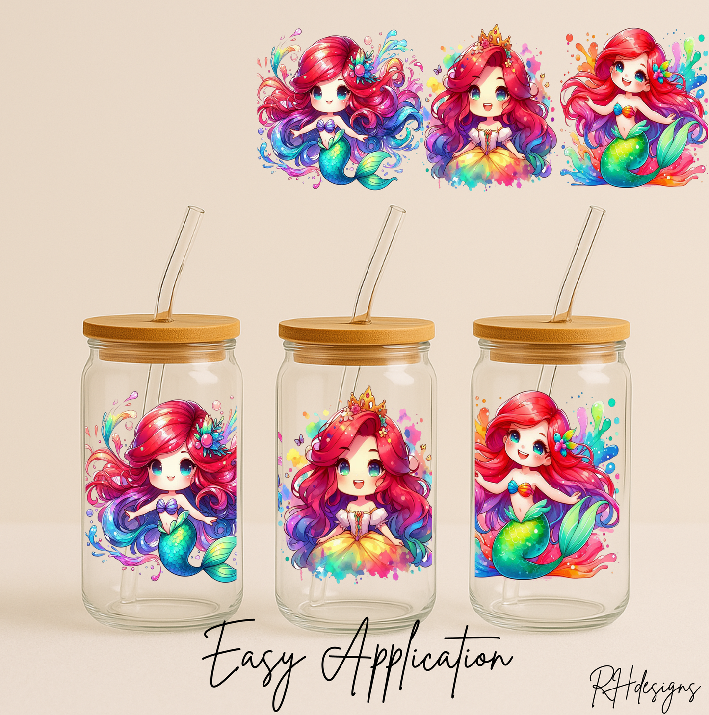 Mermaid Princess Watercolour - 16oz