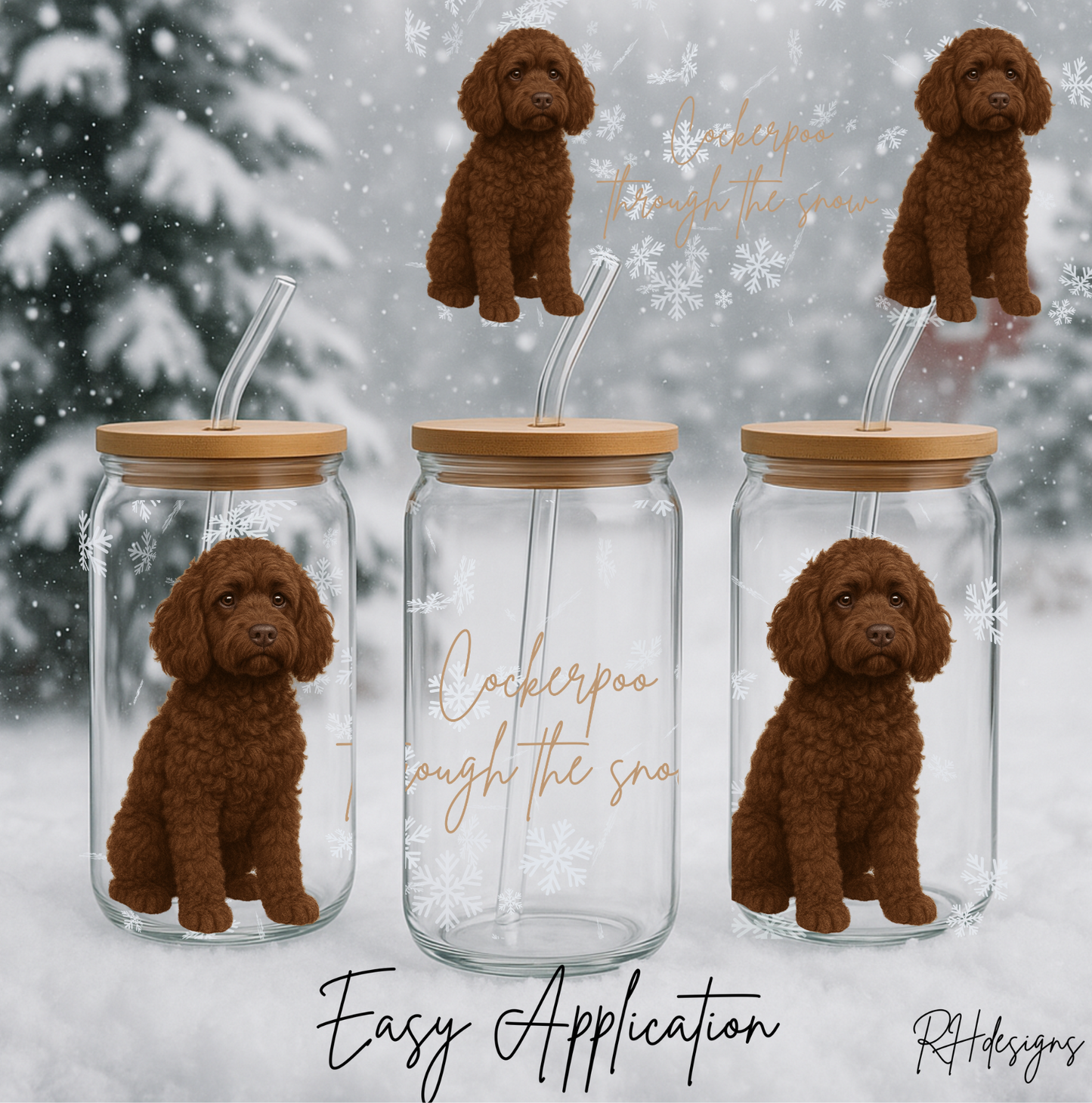 Dark Brown Cockerpoo Through The Snow - 16oz