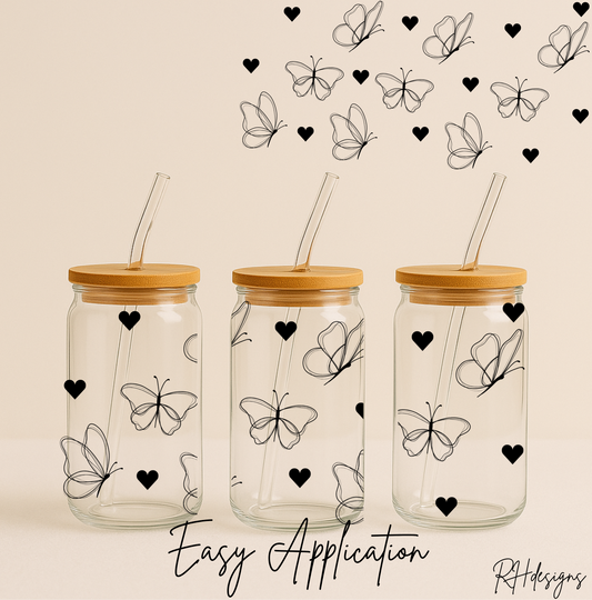 Black Line Butterflies - 16oz