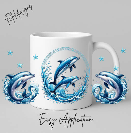 Blue Swimming Dolphins - 11oz