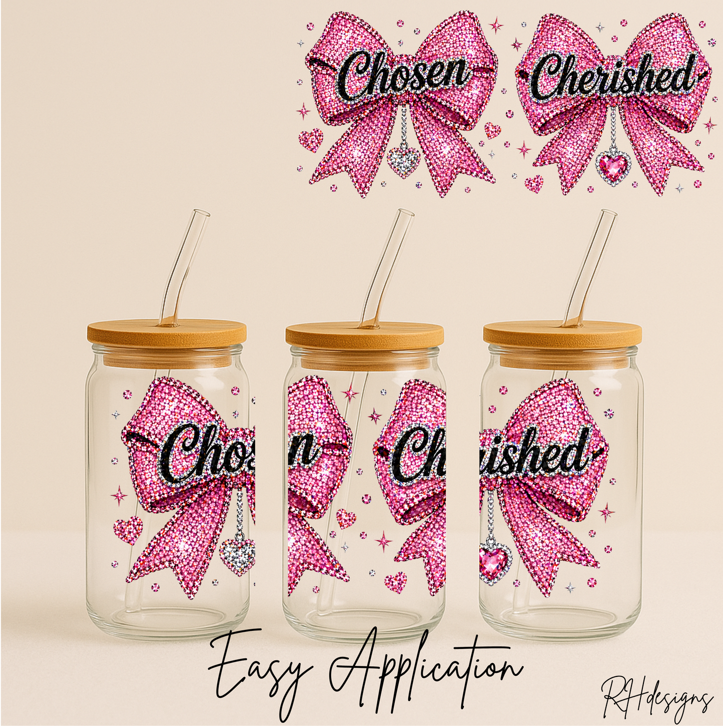 Chosen & Cherished Diamante Bows - 16oz