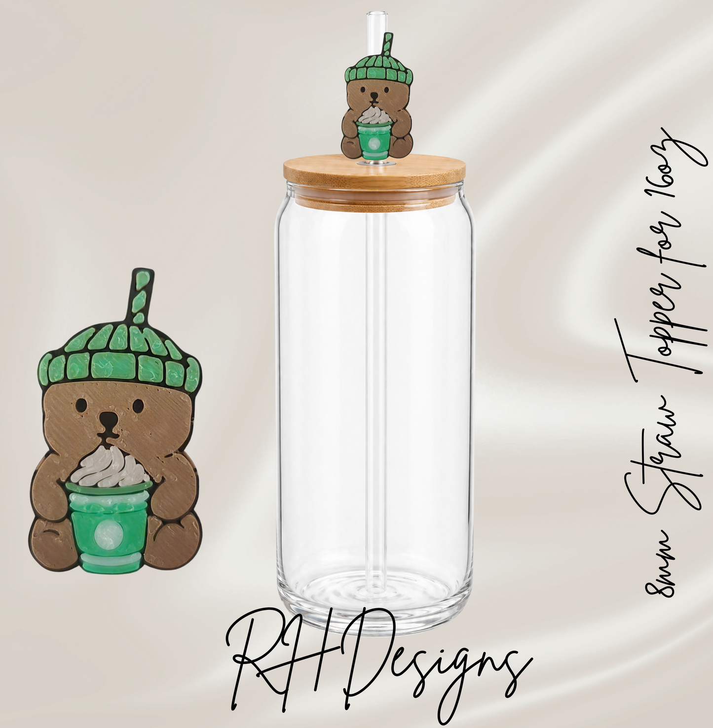 Coffee Bear - Straw Topper - 3D