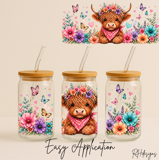 Highland Cow Multi Flowers - 16oz