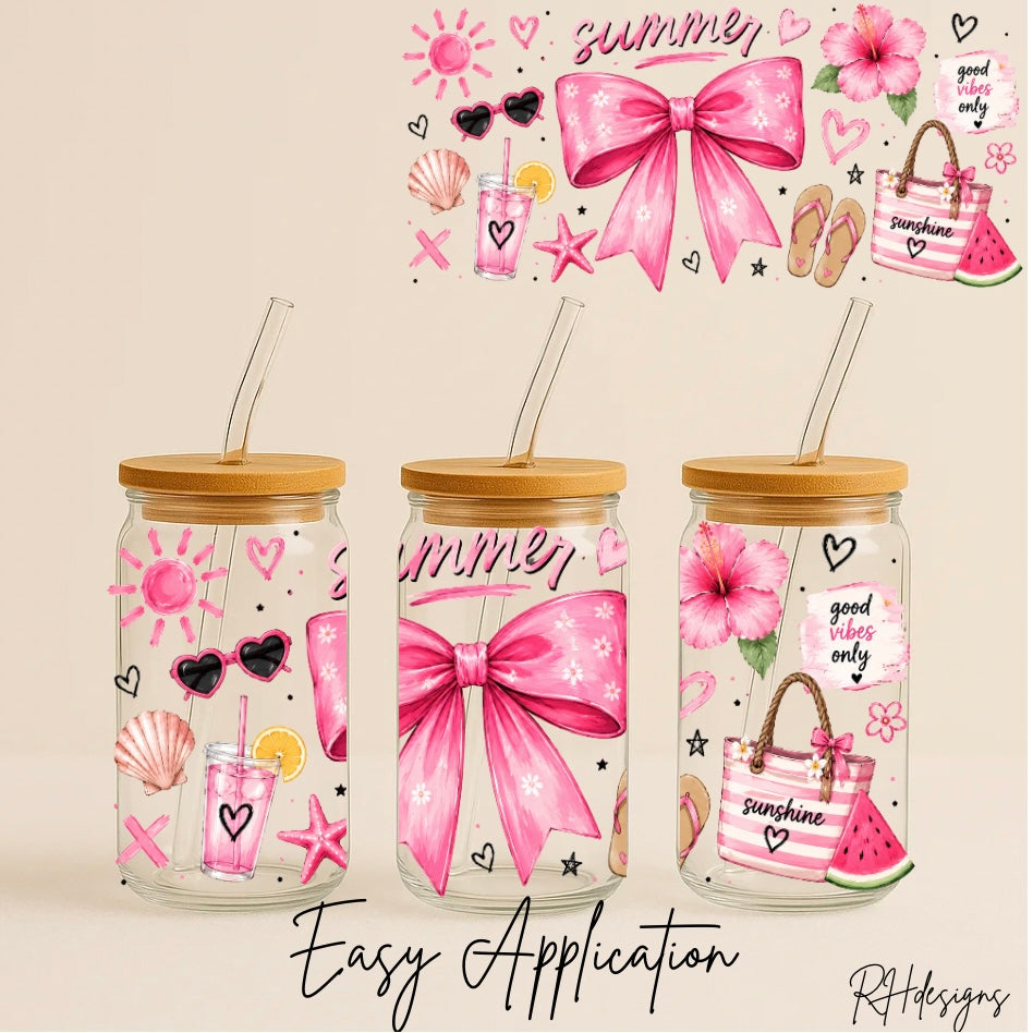 Summer Sunshine Pink Bow - 16oz