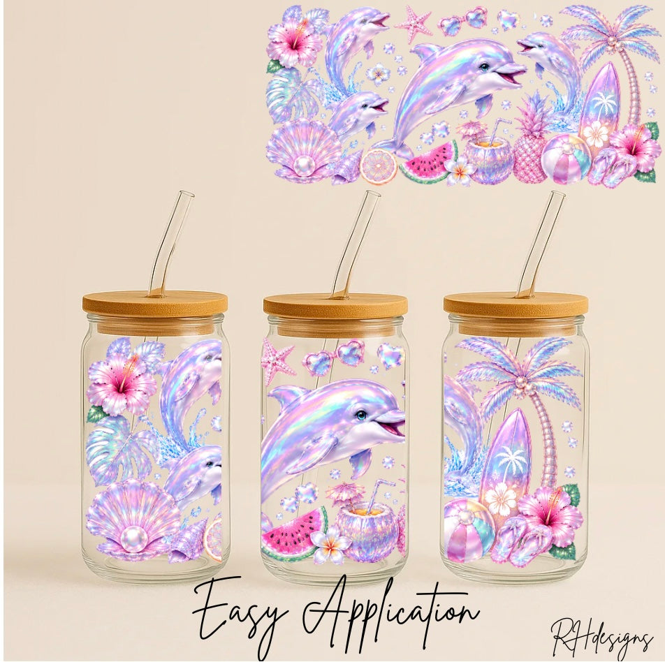 Pearlescent Summer Swimming Dolphin - 16oz