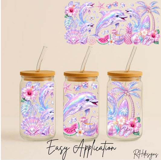 Pearlescent Summer Swimming Dolphin - 16oz