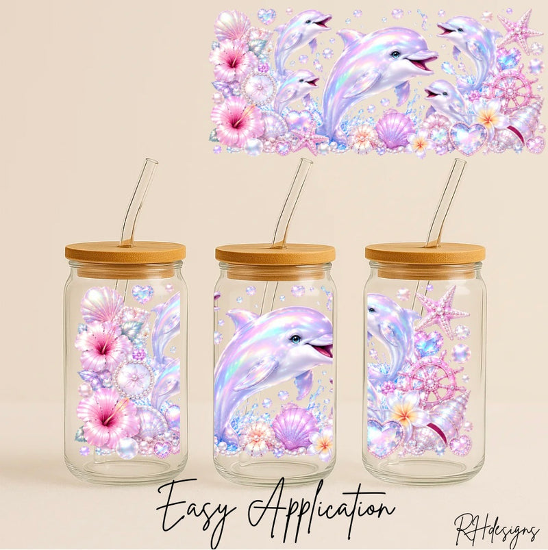 Pearlescent Swimming Dolphins - 16oz