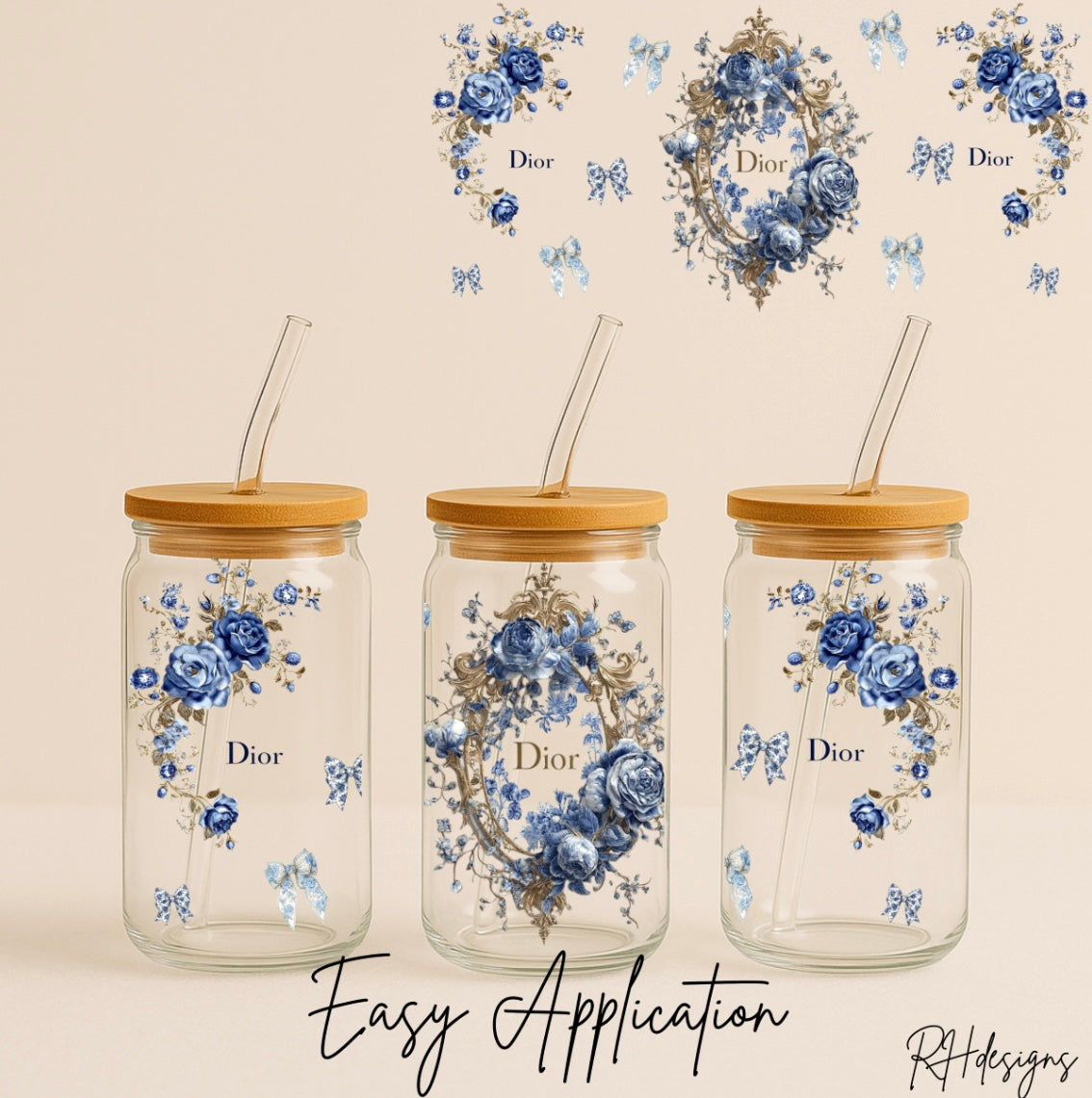 D Blue Flowers - 16oz