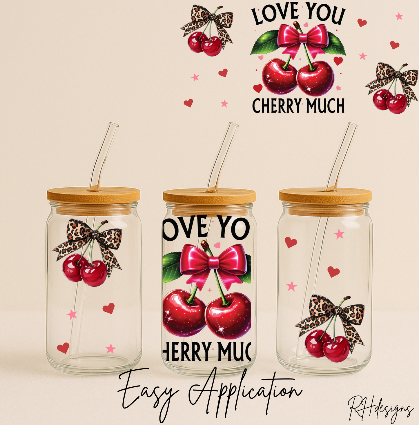 Love You Cherry Much Leopard Bow - 16oz