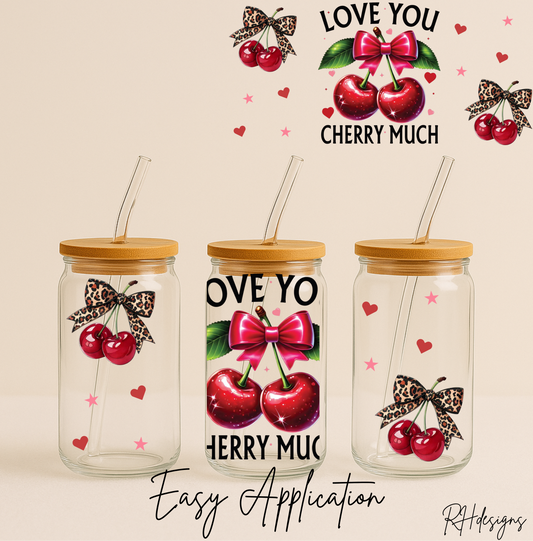 Love You Cherry Much Leopard Bow - 16oz