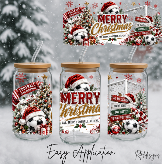 Merry Christmas Football - 16oz