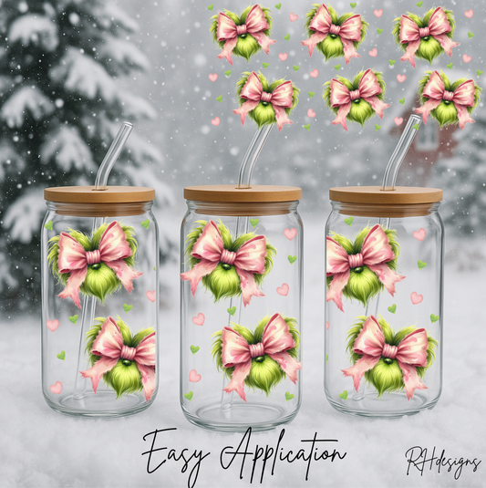 Pink Bow & Green Heart - 16oz