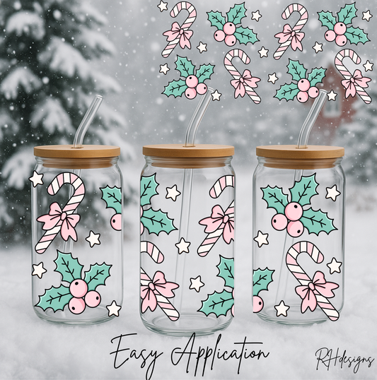 Pink Candy Cane & Mistletoe - 16oz