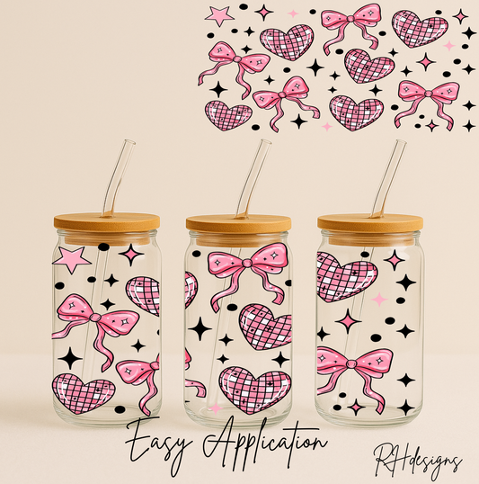 Pink Love hearts - 16oz