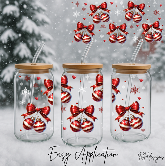 Red Christmas Baubles - 16oz