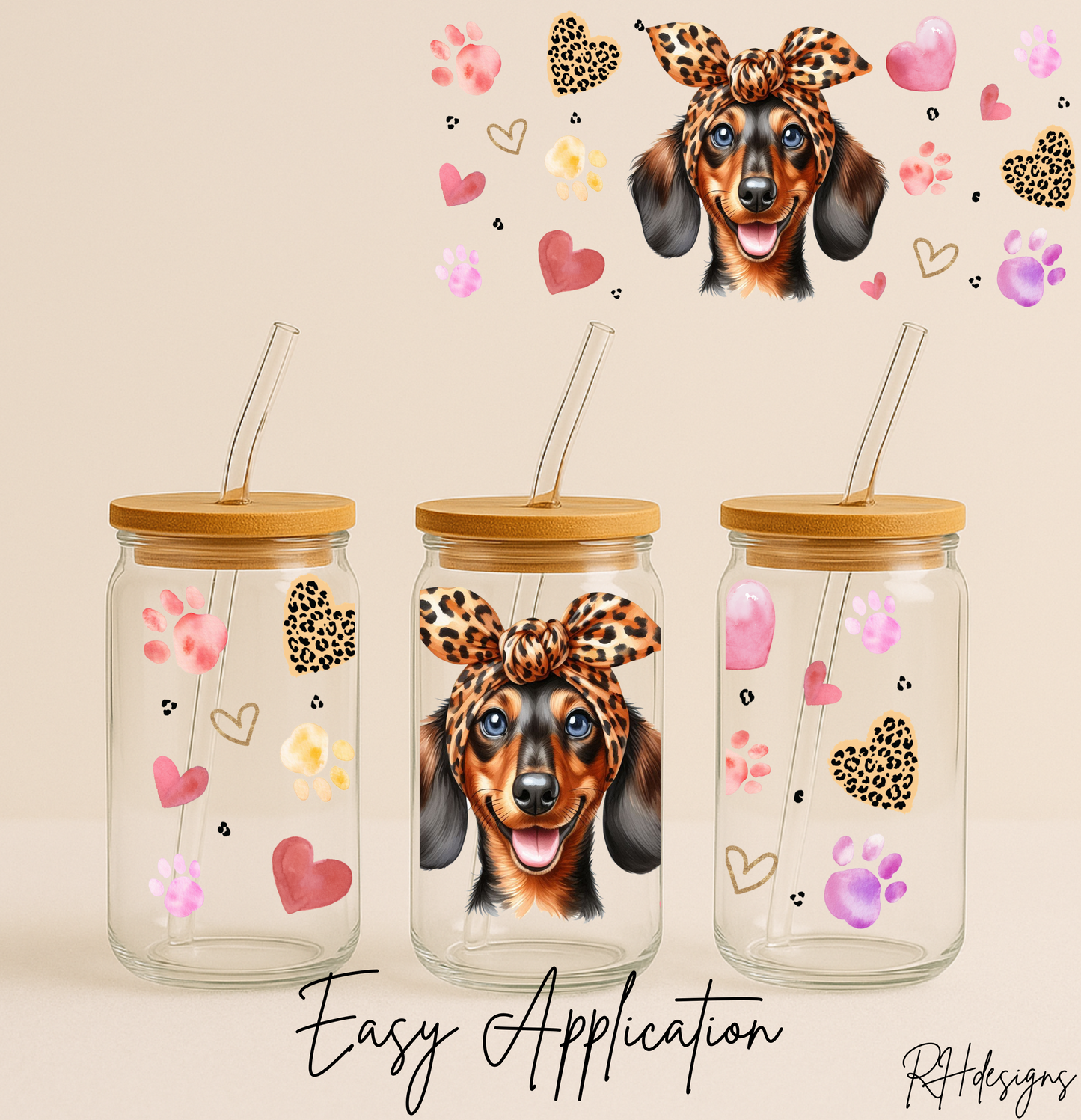 Leopard Print Sausage Dog Valentines - 16oz