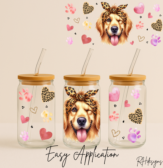 Leopard Print Retriever Valentines - 16oz