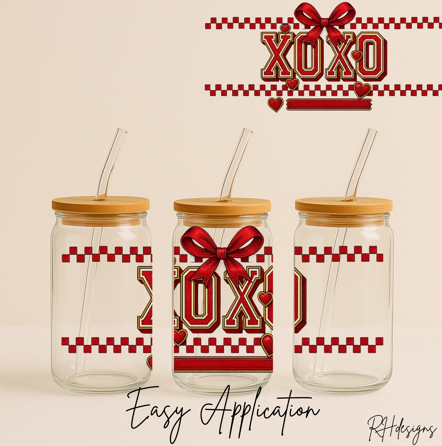 Red Checkered XOXO Valentines - 16oz